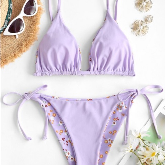 Purple floral bikini (reversible) - Picture 2 of 6